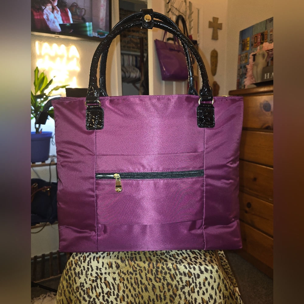 🎉 NWOT Purple / Black Women's Large Tote Bag By Samantha Brown - Picture 6 of 13